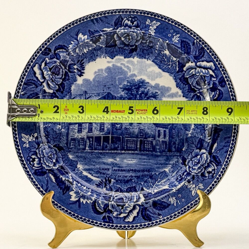 Antique Wedgwood Etruria Adams House Lamb Tavern Plate 1899 Blue 9” - Picture 4 of 4